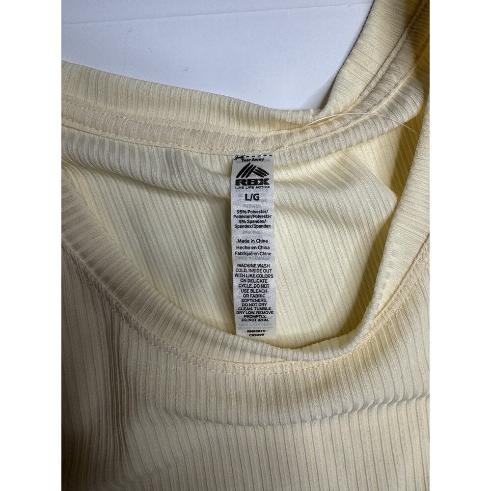 RBX Womens L Cream Ivory Ribbed Tank Top Sleeveless Stretch Athletic Workout Gym - Picture 2 of 4